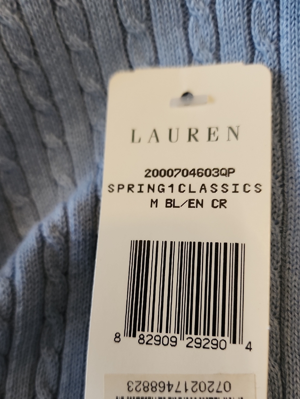 Ralph Lauren Light Blue V-Neck Cableknit Sweater - Picture 5 of 7